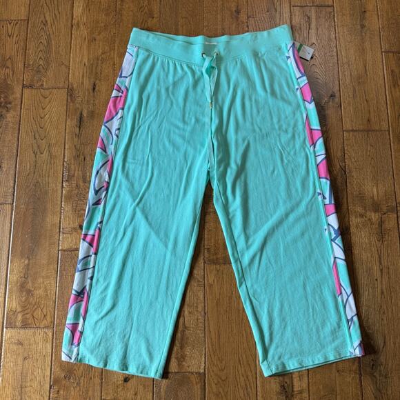 Crown & Ivy Beach Half Zip Shirt XL & Capris L Mint Pink Umbrella Active Wear - Picture 2 of 13